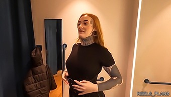 Redheaded British Student Experiences Double Penetration In A Fitting Room