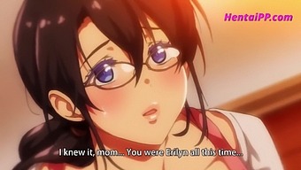 蒸し暑いアニメで、ワイルドで誘惑的な継母が若い男とワイルドに楽しむ